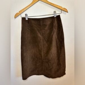 Boden Women’s Vintage Dark Brown 100% Suede Leather A-Line Skirt Size 8R